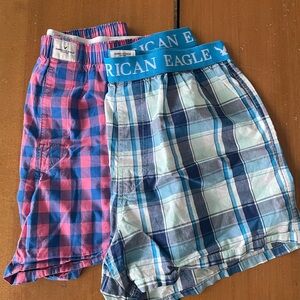 American Eagle Outfitters Blue and Pink Plaid Men's Shorts